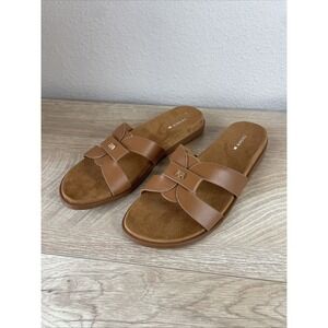 Birdies Sunbird Sandals Womens US 6.5 Tan Leather Slip On Comfort Open Toe Slide